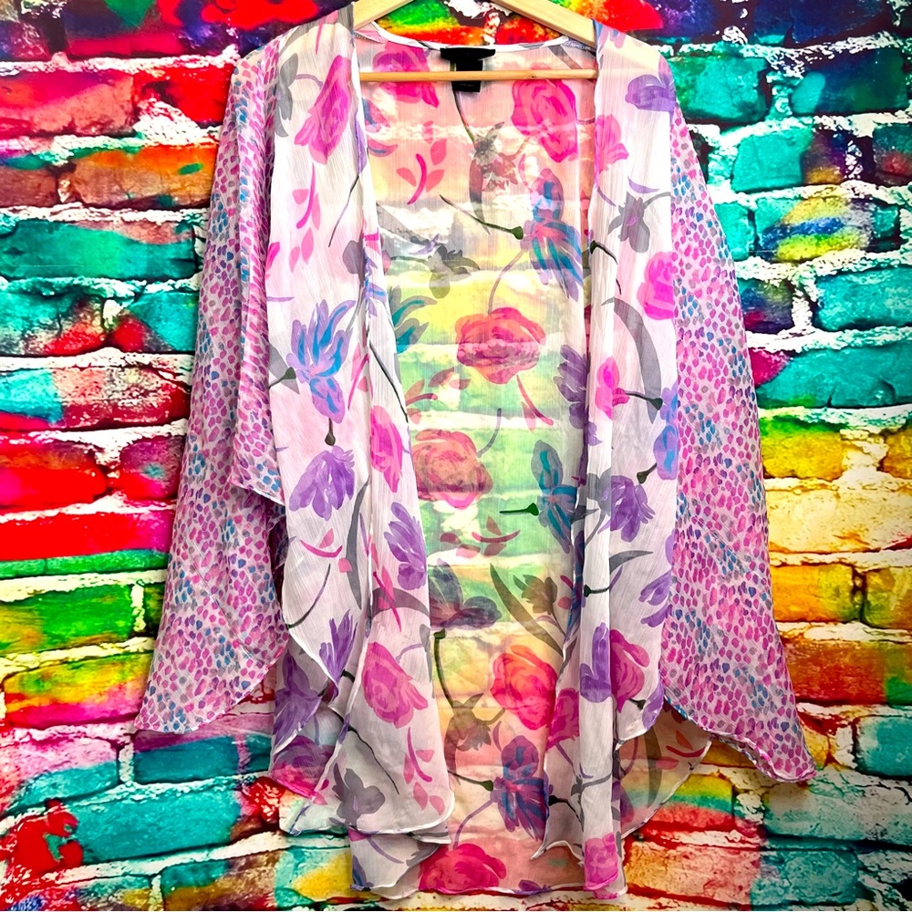 Steve Madden Sheer Floral Kimono Coverup 0153